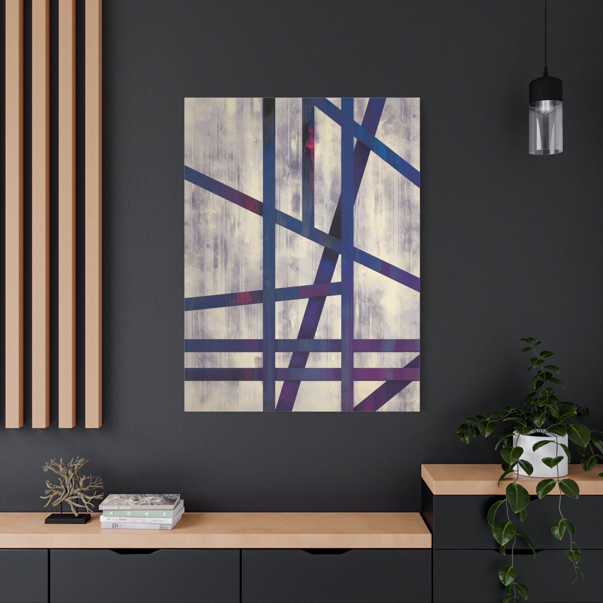 Abstract Geometric Canvas Print – Modern Blue & Purple Lines Art