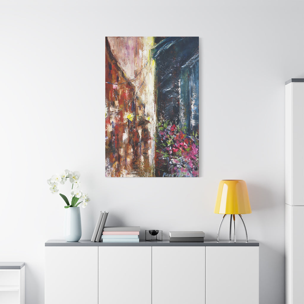 Abstract Street Floral Canvas Art – Matte Stretched Wall Painting 