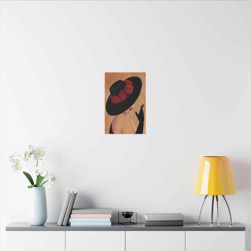 Elegant Black Hat Wall Art | Vintage Fashion Portrait for Chic Home Decor - TheKaraHan