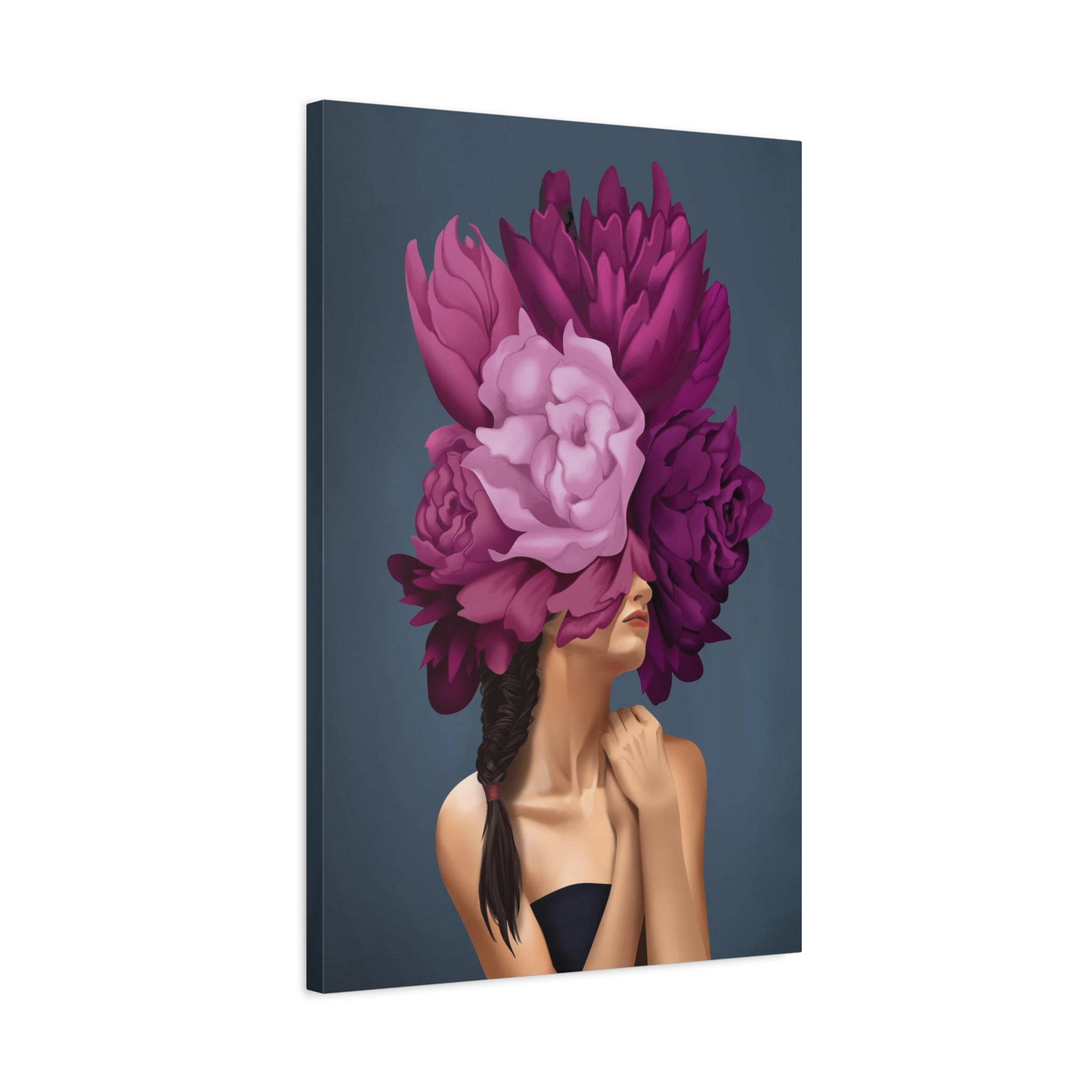 Floral Masked Woman Matte Canvas Wall Art – Stretched 1.25" 
