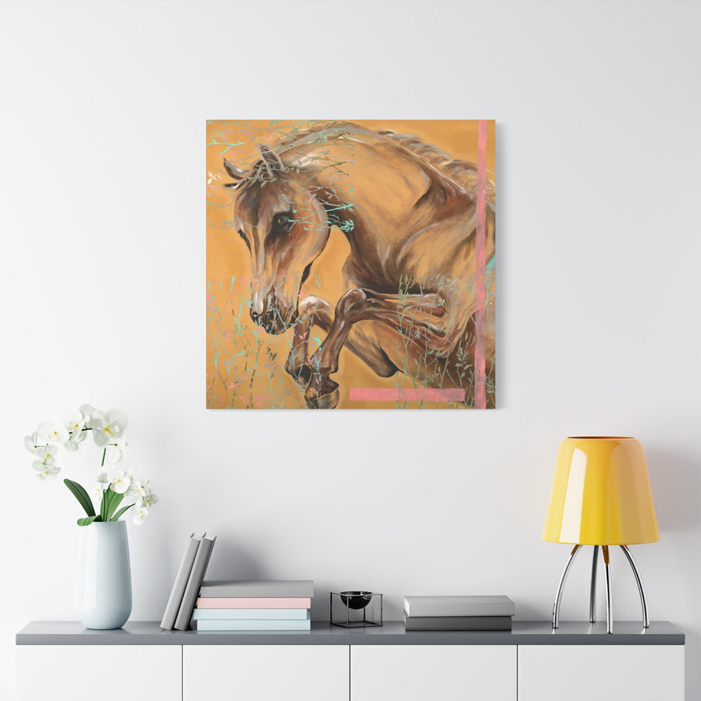 Golden Horse Canvas Wall Art — Matte Stretched 1.25"