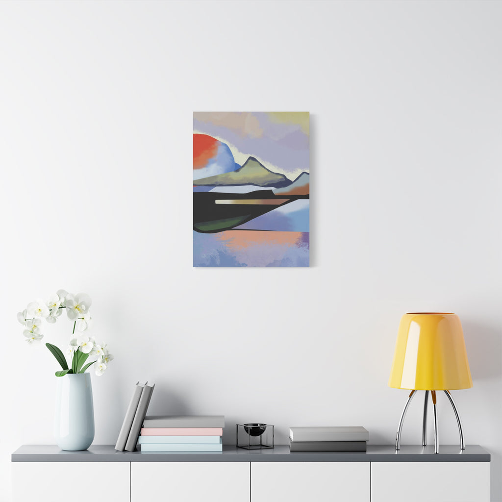 Abstract Sunset Landscape Canvas Print — Modern Mountain Wall Art