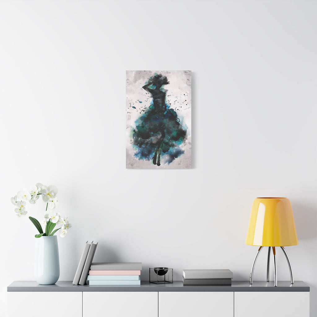 Teal Watercolor Ballerina Matte Canvas Print 