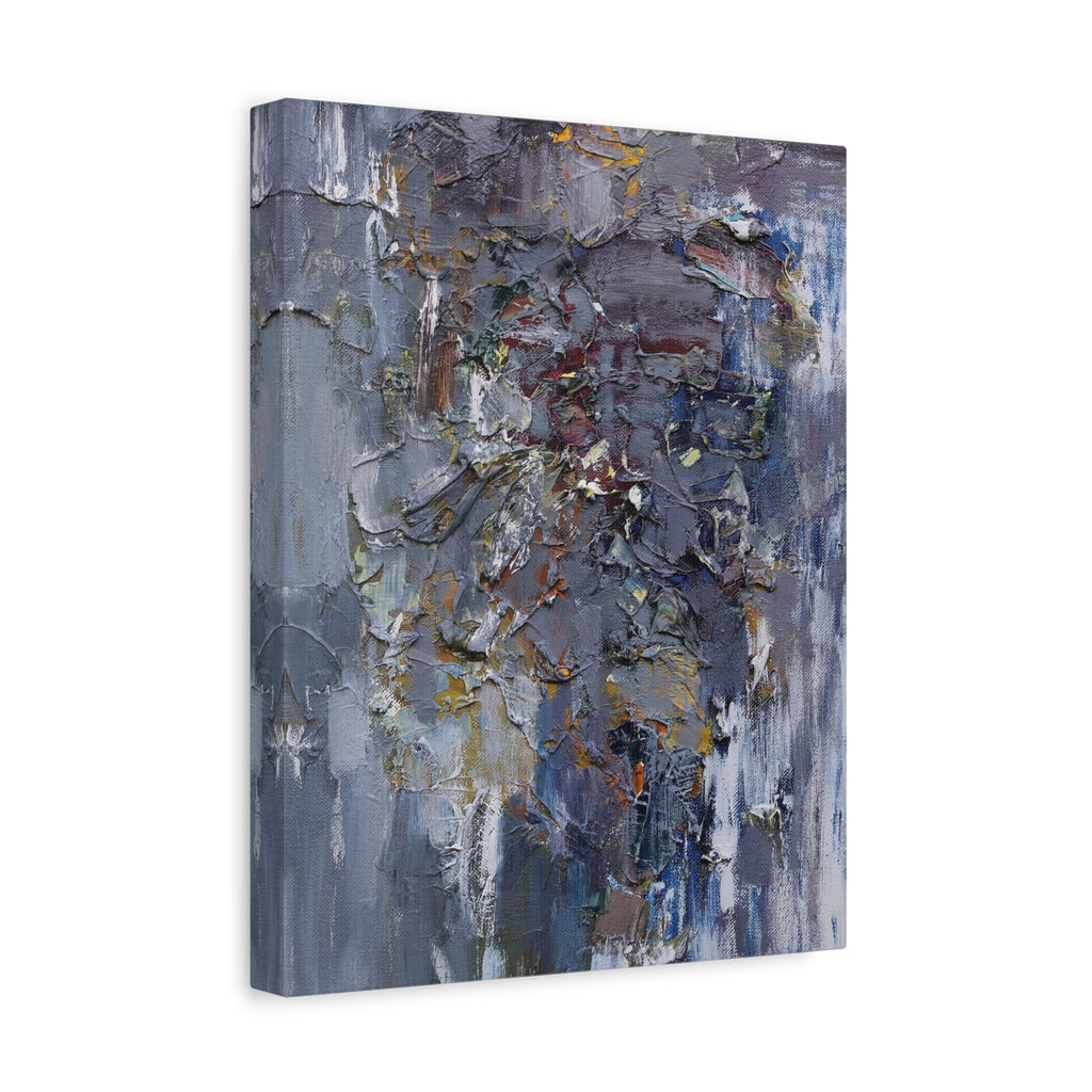 Abstract Textured Canvas Wall Art — Moody Blue Grey Palette