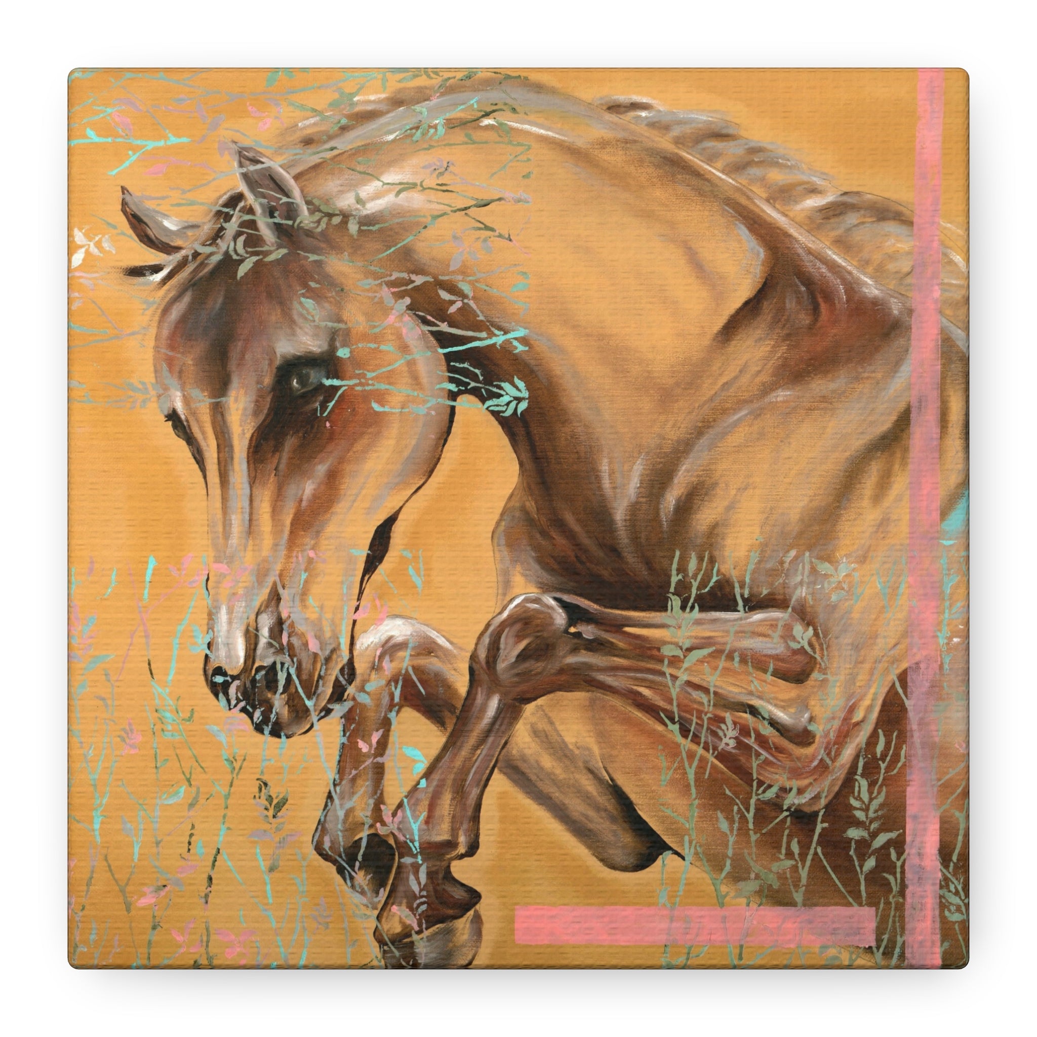 Golden Horse Canvas Wall Art — Matte Stretched 1.25"