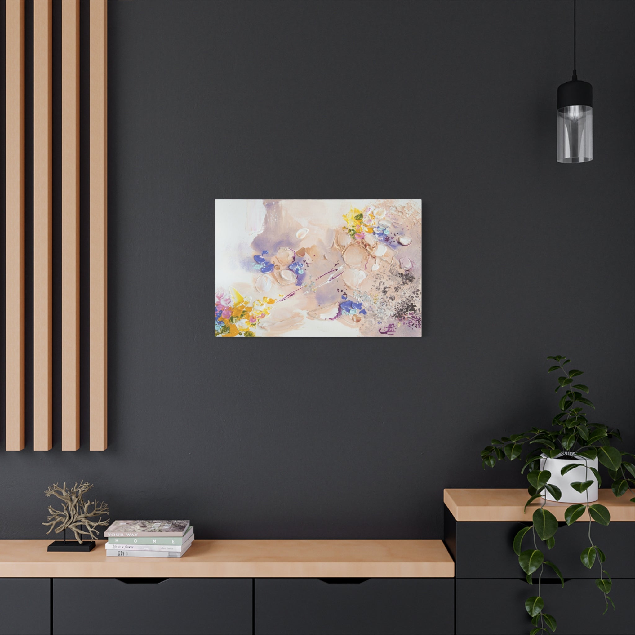 Abstract Floral Matte Canvas Wall Art — Pastel Bouquet Stretched Print 