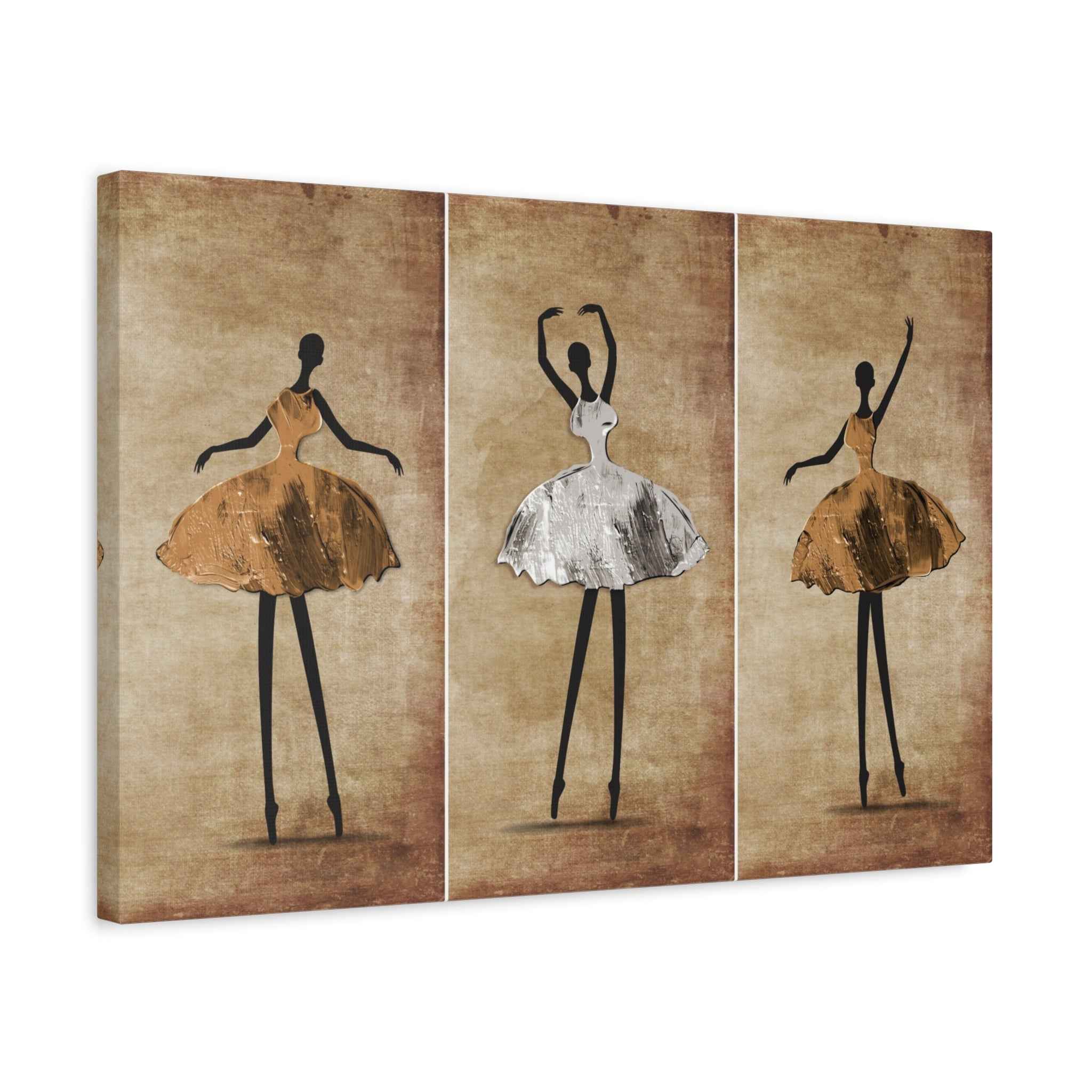 Ballerina Triptych Canvas Wall Art – Elegant Ballet Dancer Wall Decor