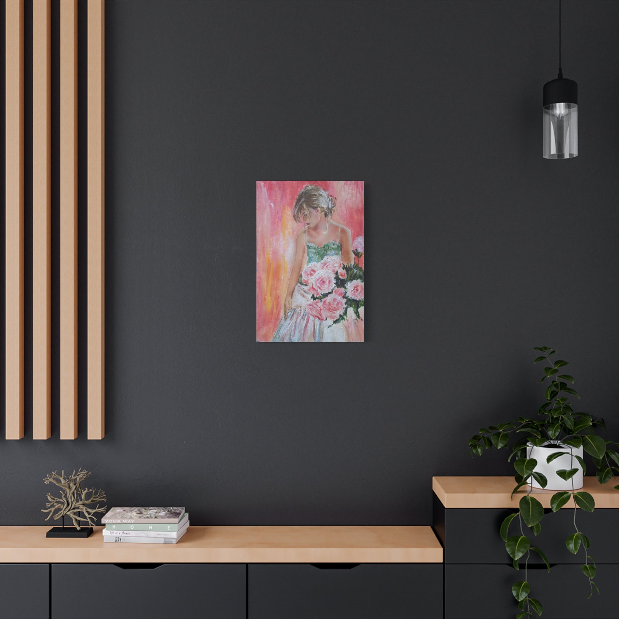 Romantic Rose Ballet Canvas Print — Pink Floral Ballerina Wall Art 