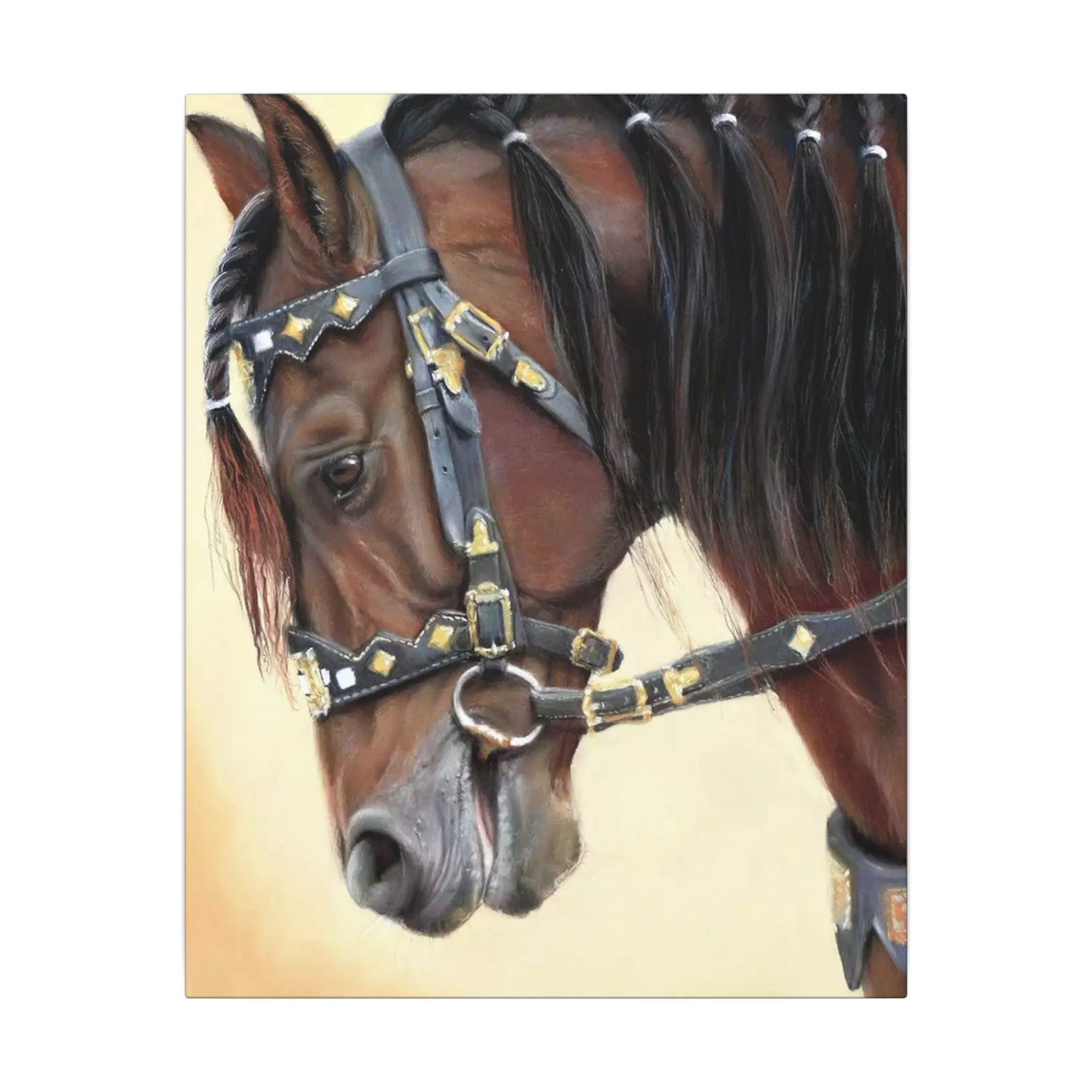 Horse Portrait Canvas Print — Elegant Bridle Art for Home & Stable Decor 