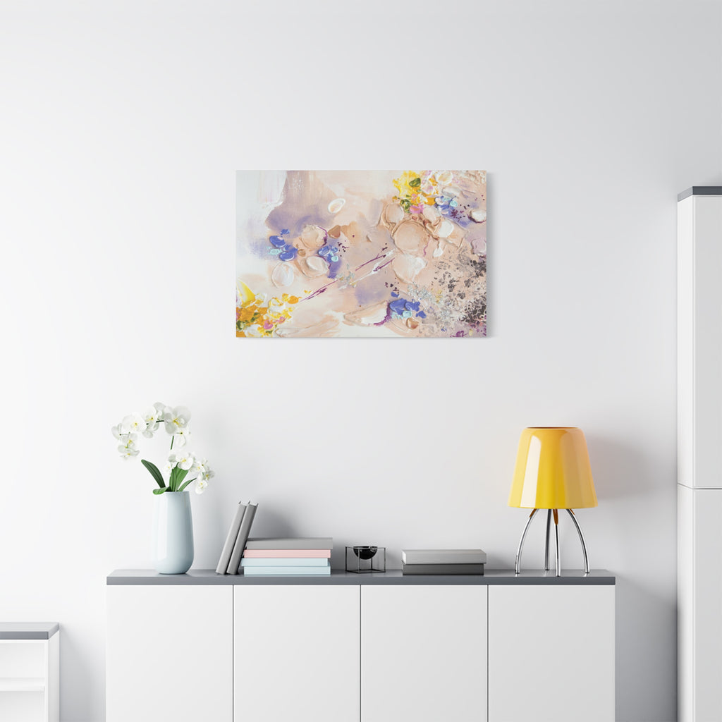 Abstract Floral Matte Canvas Wall Art — Pastel Bouquet Stretched Print 