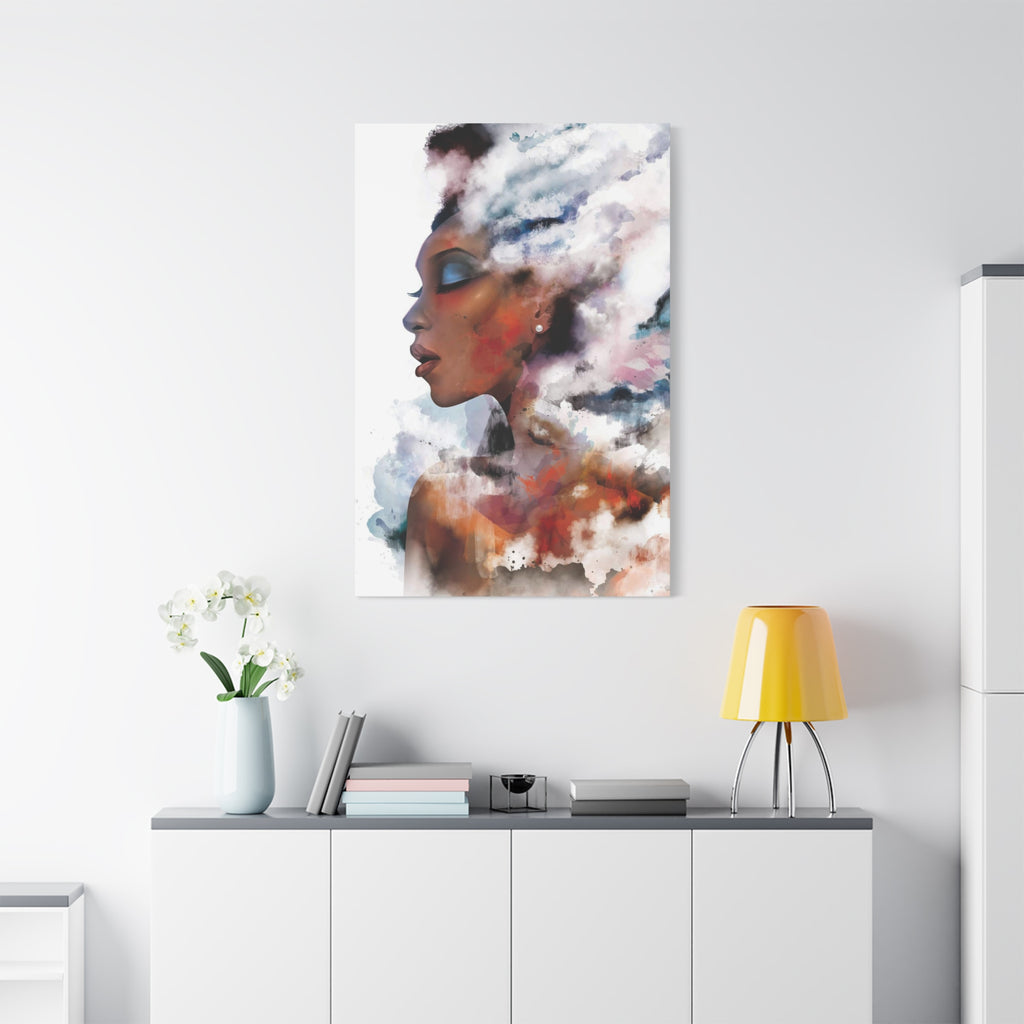 Abstract Portrait Canvas - Dreamy Woman Watercolor Wall Art