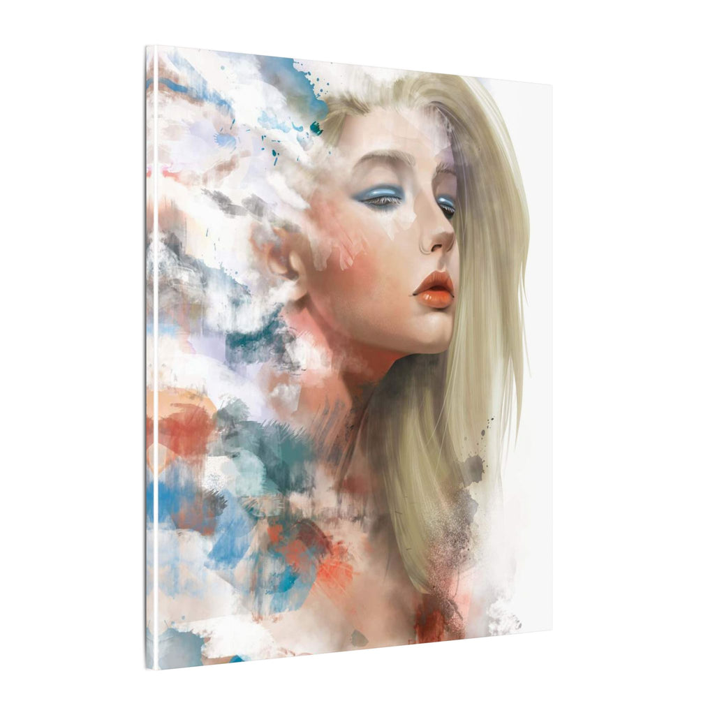 Watercolor Portrait Canvas — Dreamy Female Face Wall Art, Matte Stretched Print