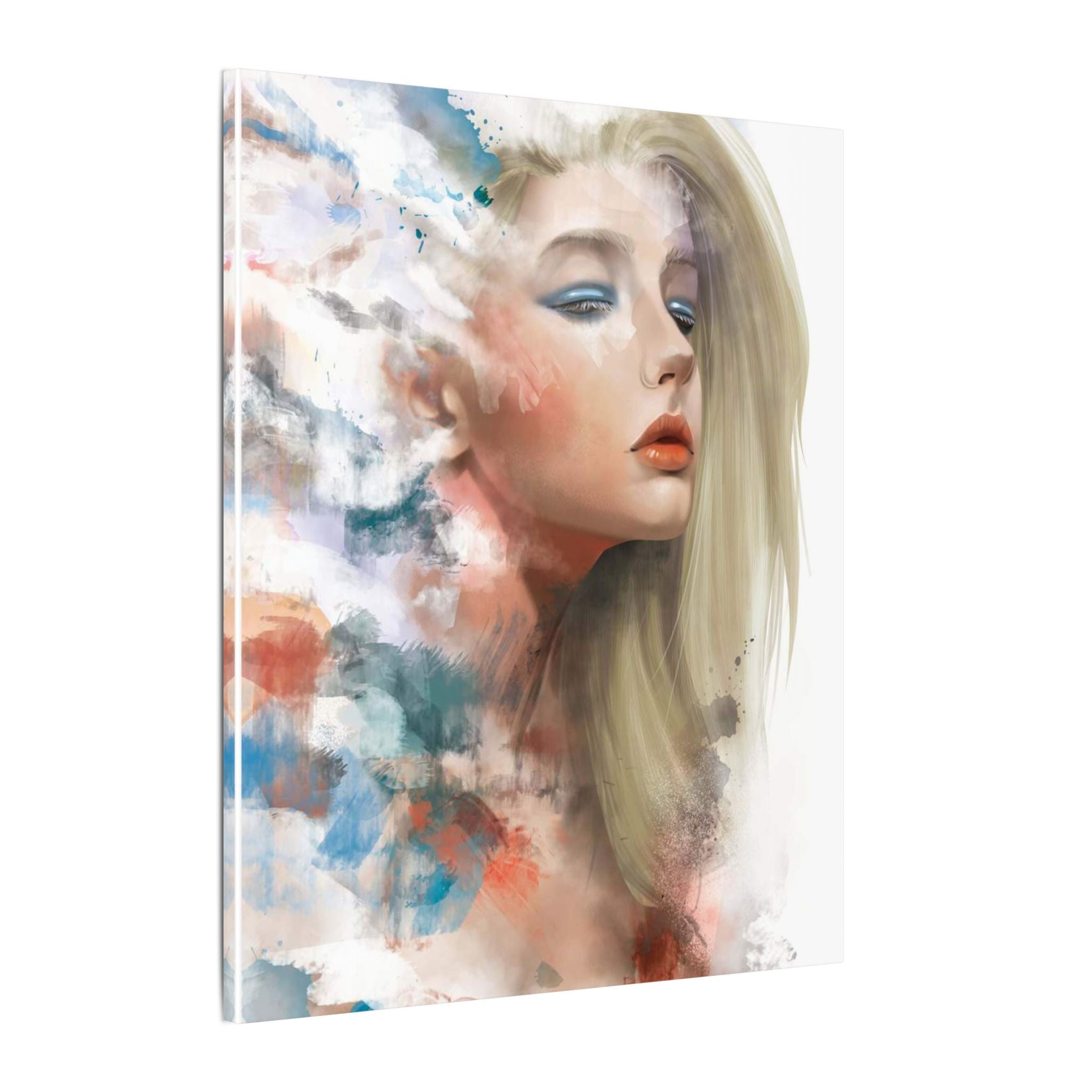 Watercolor Portrait Canvas — Dreamy Female Face Wall Art, Matte Stretched Print