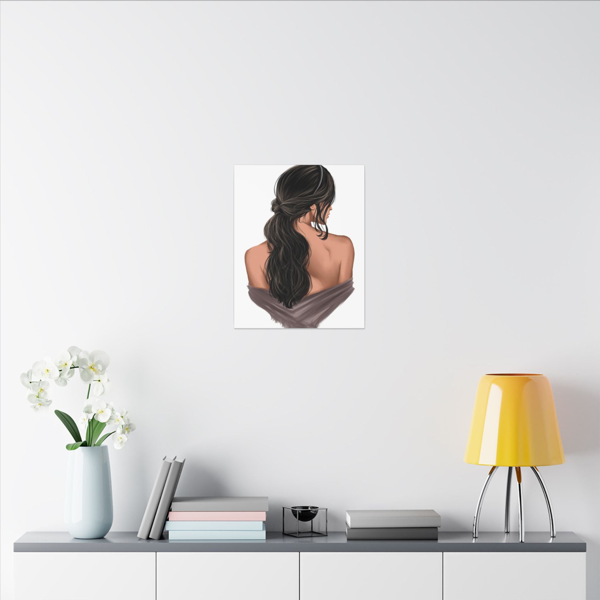 Portrait Canvas Print — Woman Back View with Loose Ponytail 