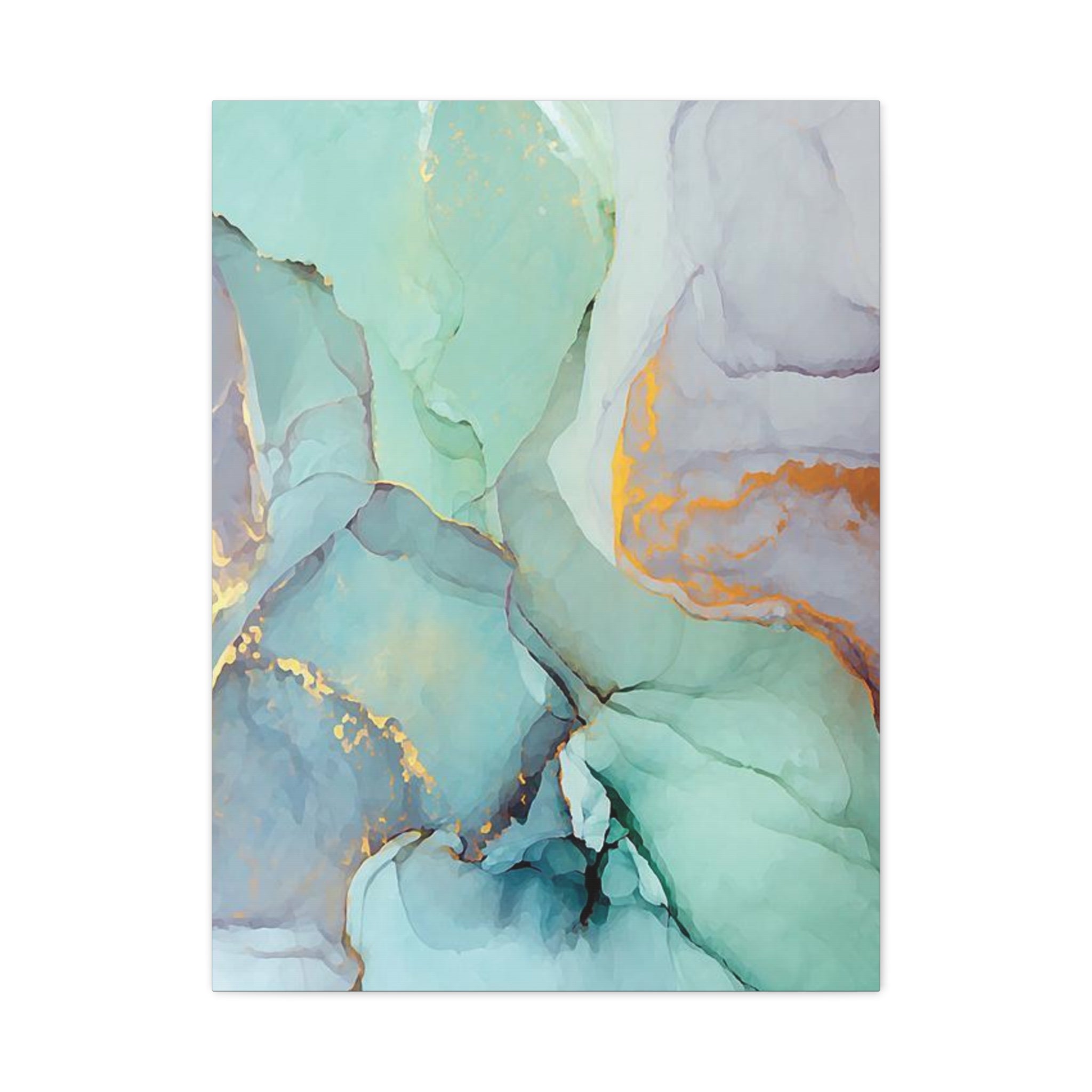 Aqua Marble Abstract Canvas Art — Matte Stretched Wall Print 