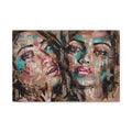 Abstract Dual Portrait Matte Canvas Wall Art — Contemporary Female Faces, Stretched 1.25" 