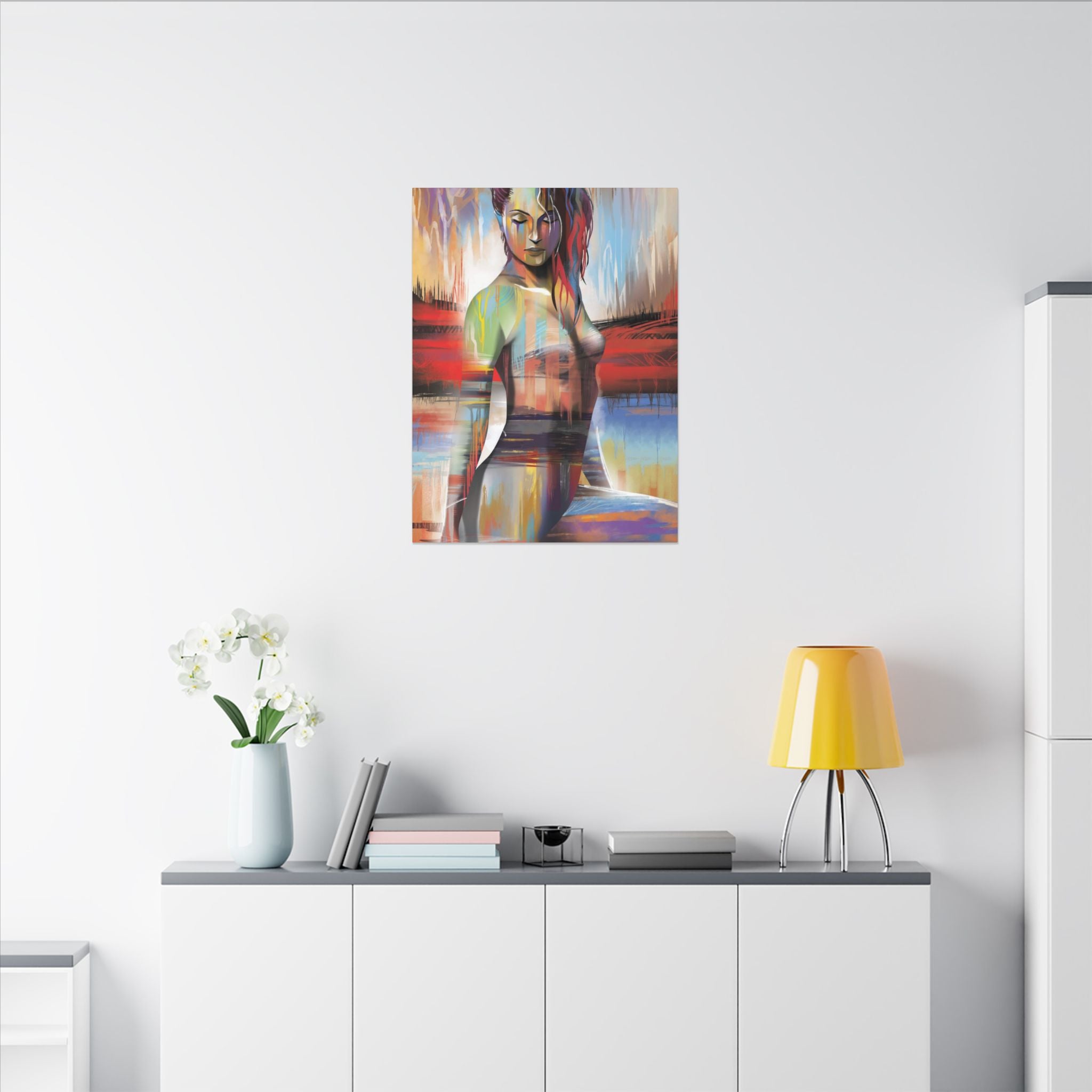 Abstract Colorful Woman Matte Canvas Print — Modern Figurative Wall Art 