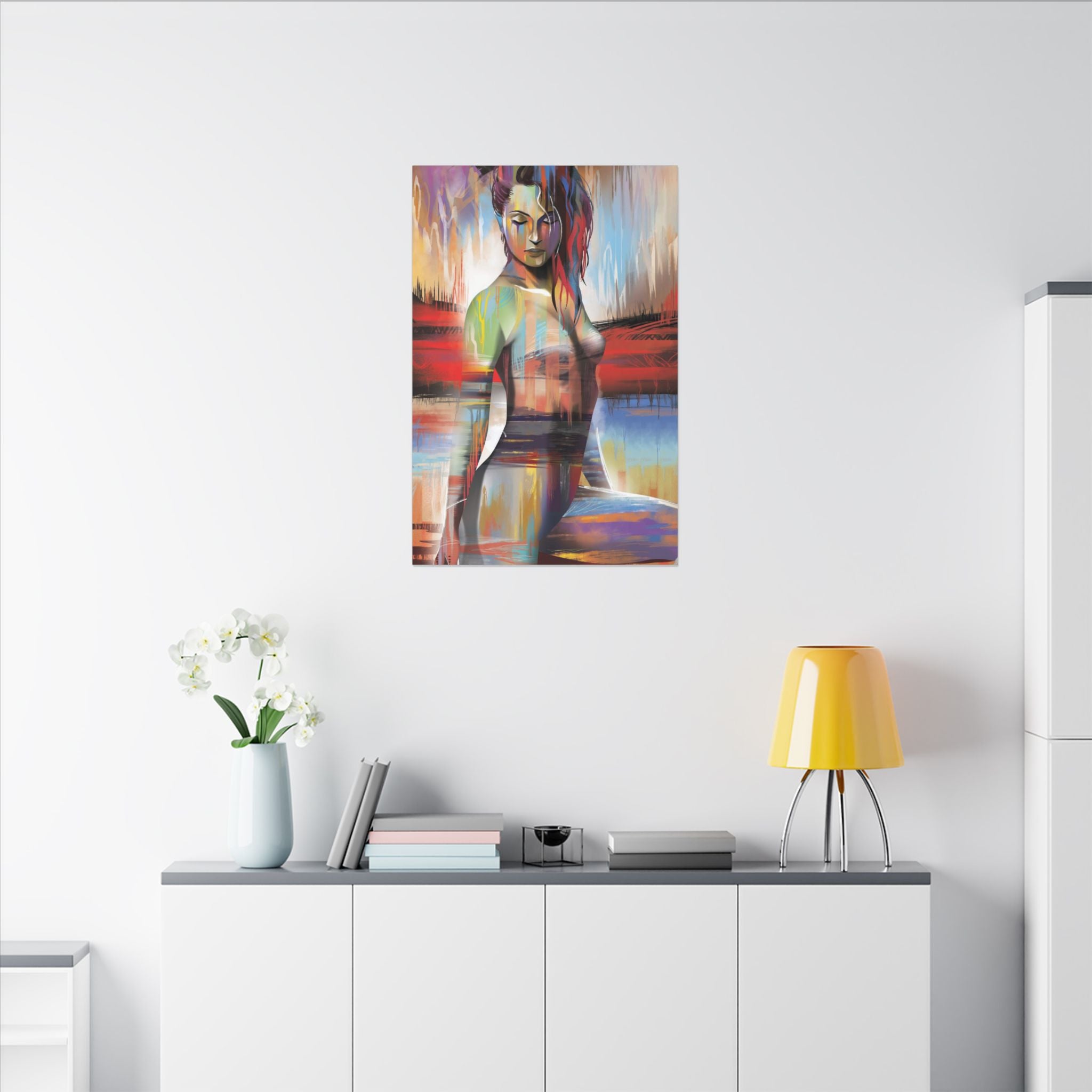 Abstract Colorful Woman Matte Canvas Print — Modern Figurative Wall Art 