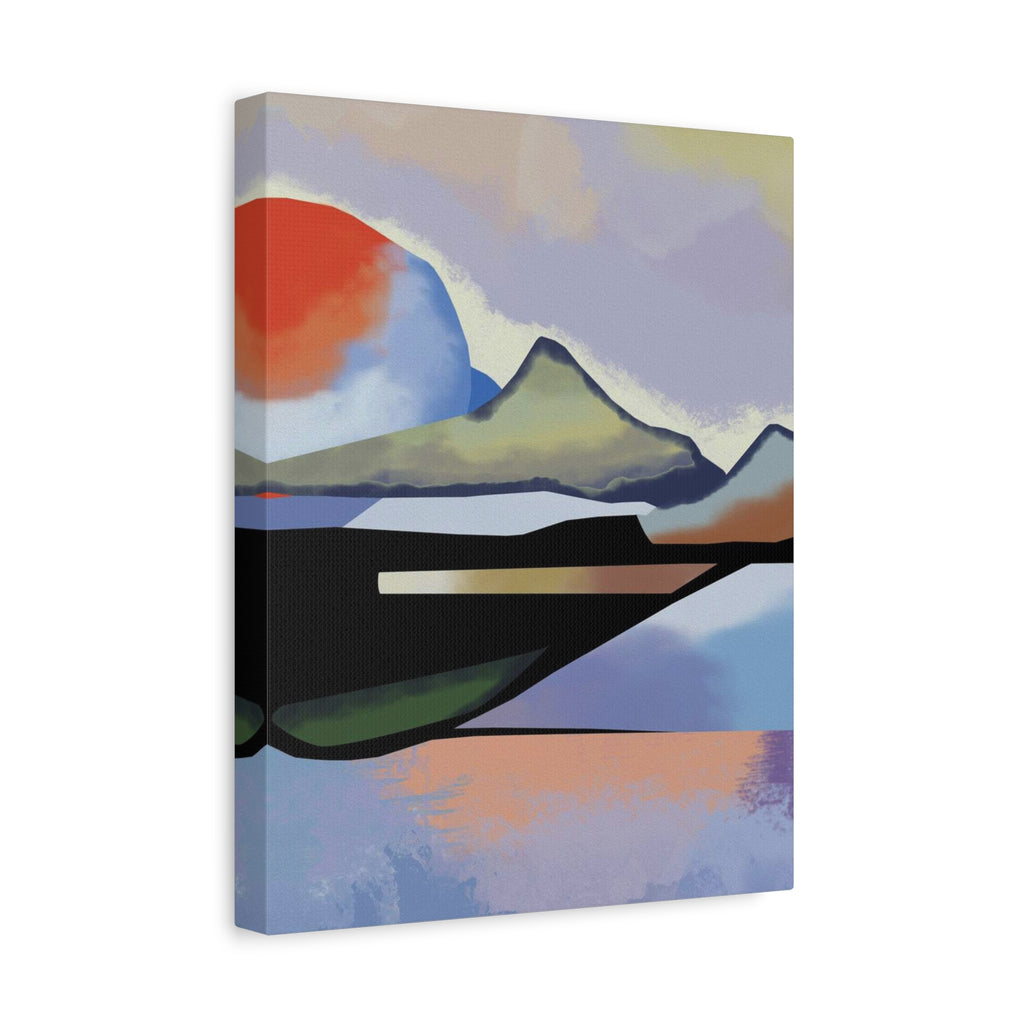 Abstract Sunset Landscape Canvas Print — Modern Mountain Wall Art