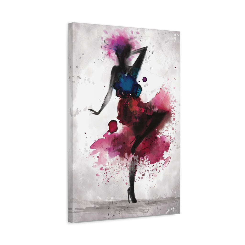 Watercolor Ballet Dancer Canvas Art — Fashion Silhouette Matte Stretched Wall Art 