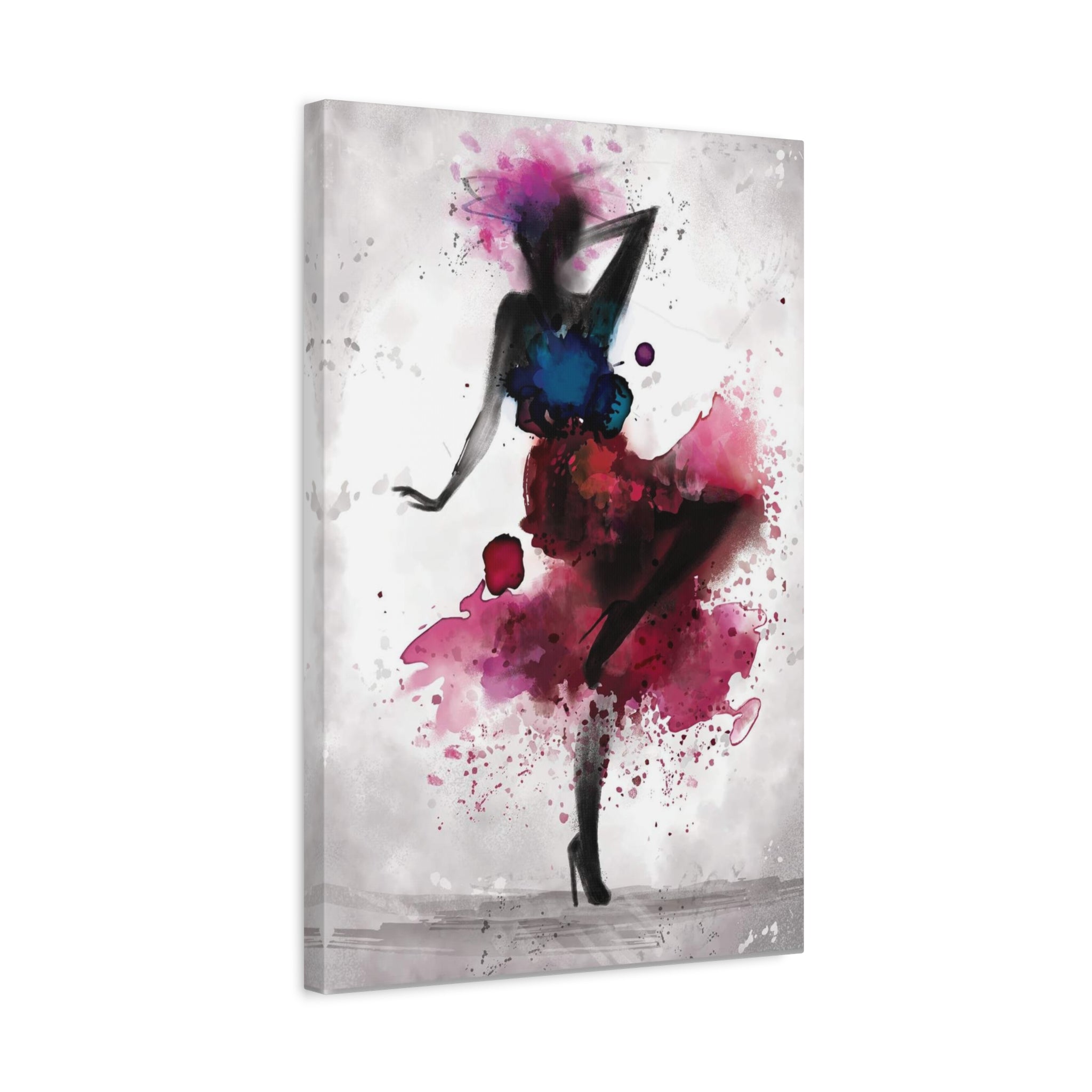 Watercolor Ballet Dancer Canvas Art — Fashion Silhouette Matte Stretched Wall Art