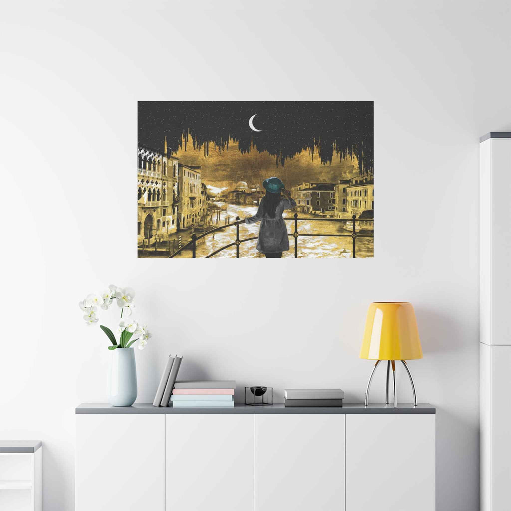 Venice Canal Wall Art – Romantic Night Canvas Decor of Venice, Italy