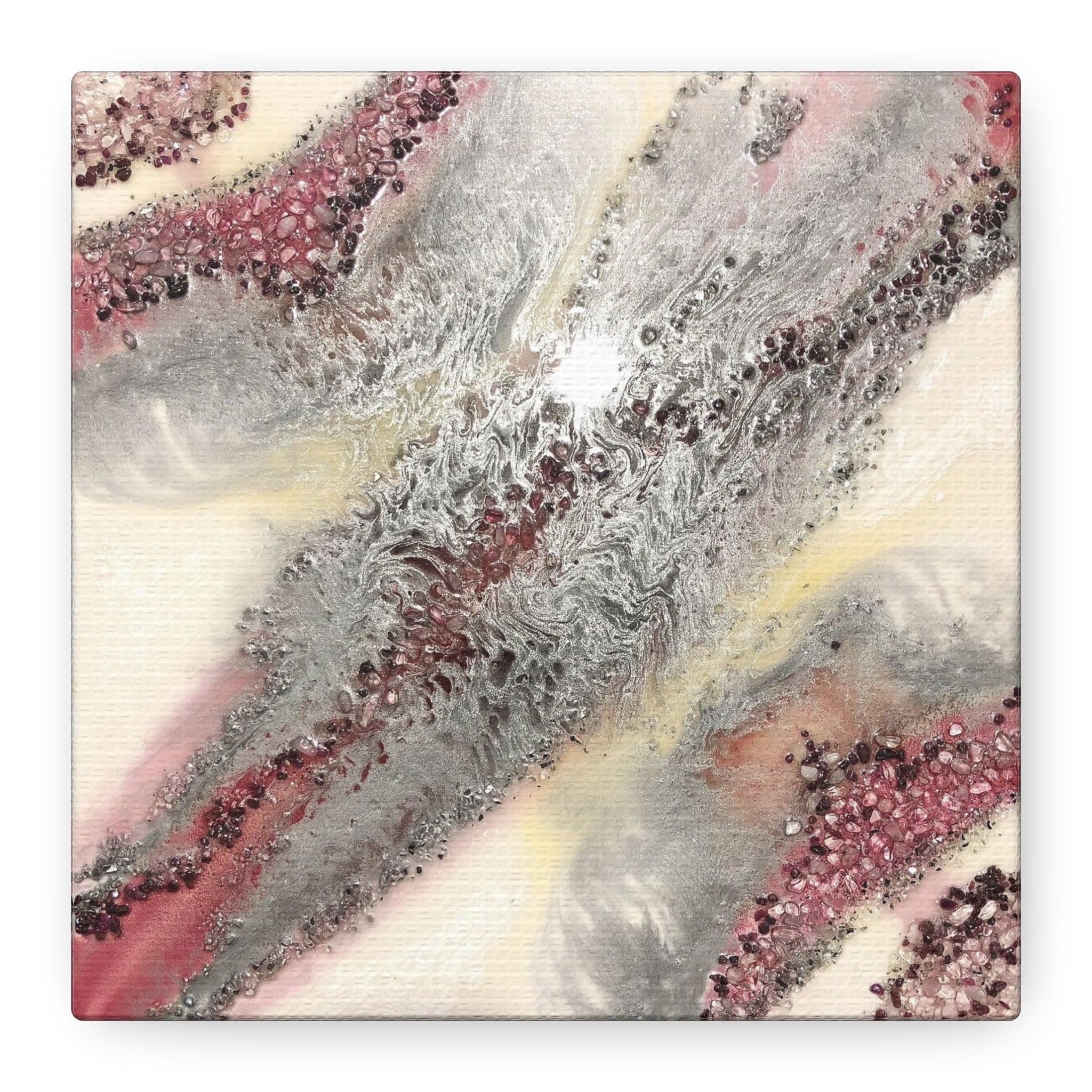 Abstract Pink & Gray Fluid Art Canvas - Stretched Matte Wall Art 