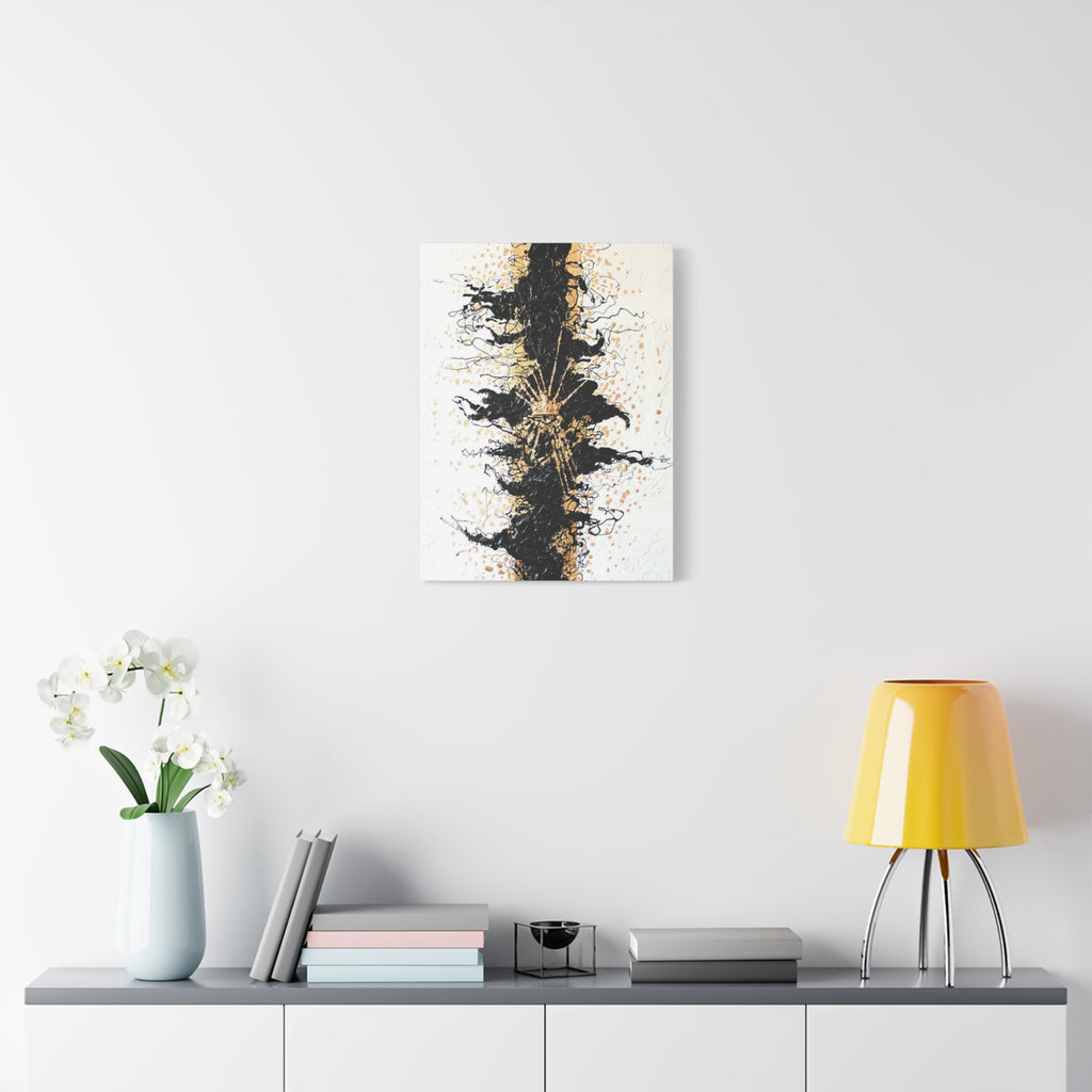 Abstract Black & Gold Crown Canvas Art — Matte Stretched Wall Decor 