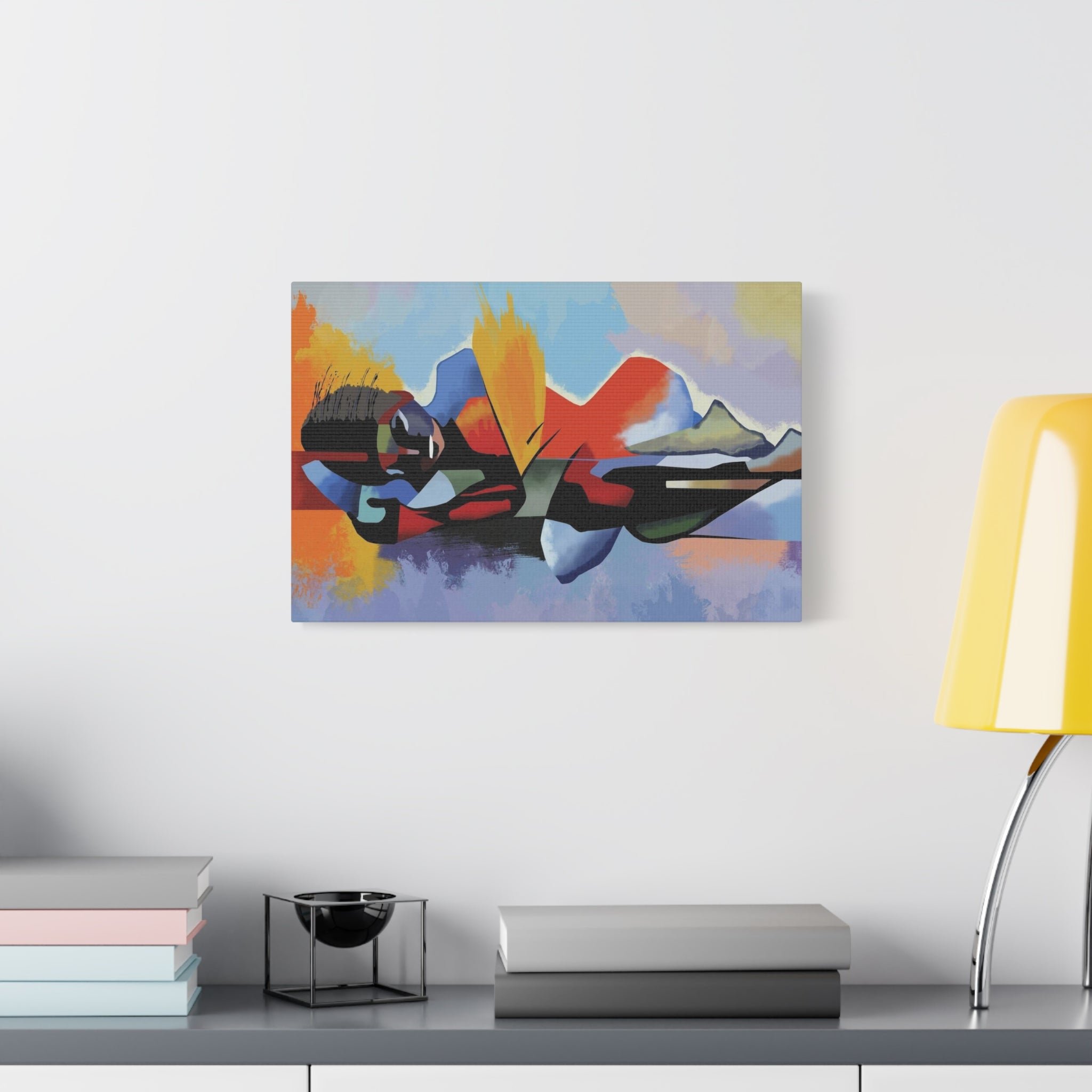 Abstract Colorful Surf Scene Canvas Print — Modern Beach Wall Art 