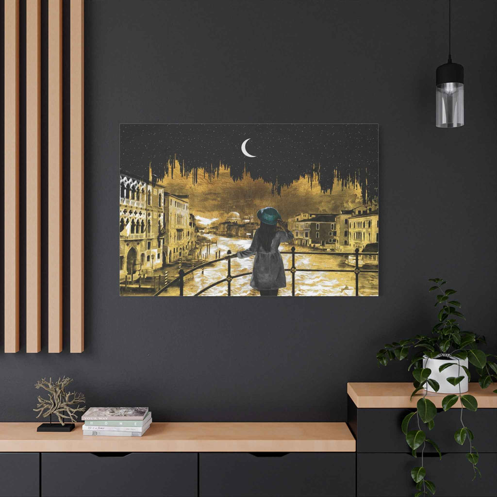 Venice Canal Wall Art – Romantic Night Canvas Decor of Venice, Italy