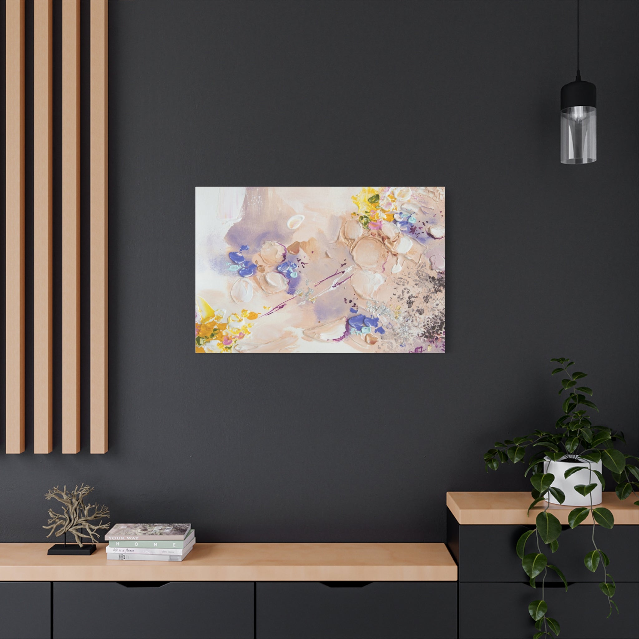 Abstract Floral Matte Canvas Wall Art — Pastel Bouquet Stretched Print 