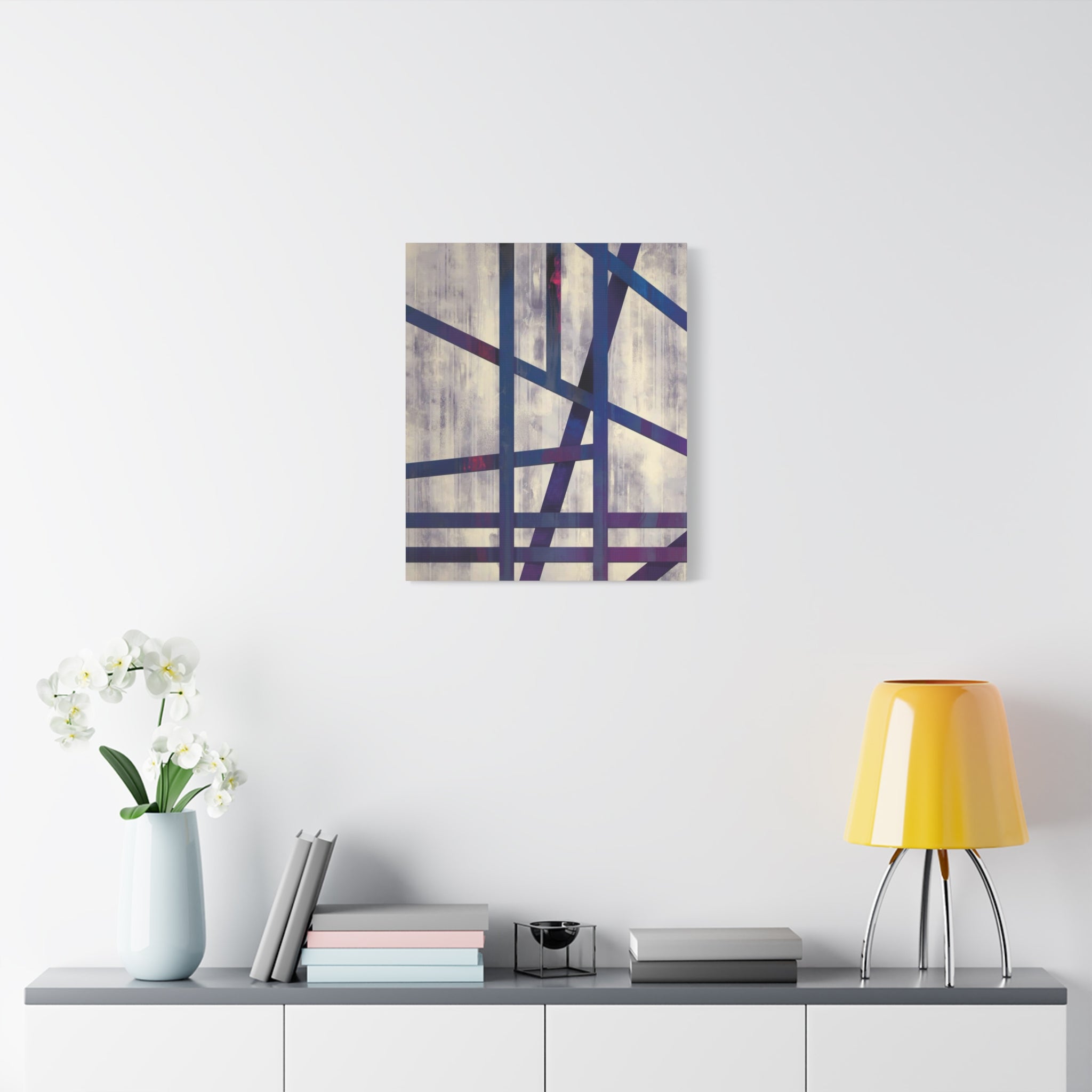 Abstract Geometric Canvas Print – Modern Blue & Purple Lines Art
