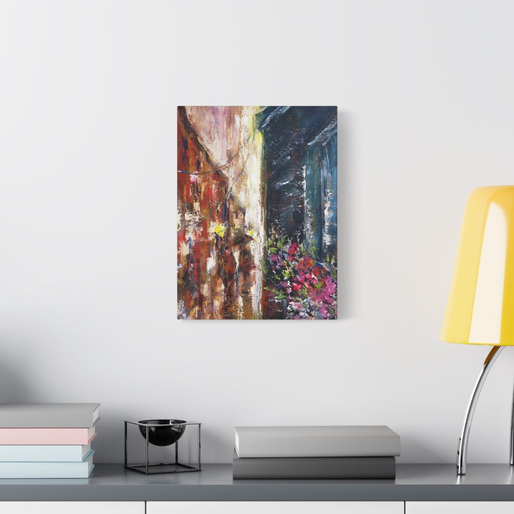 Abstract Street Floral Canvas Art – Matte Stretched Wall Painting 