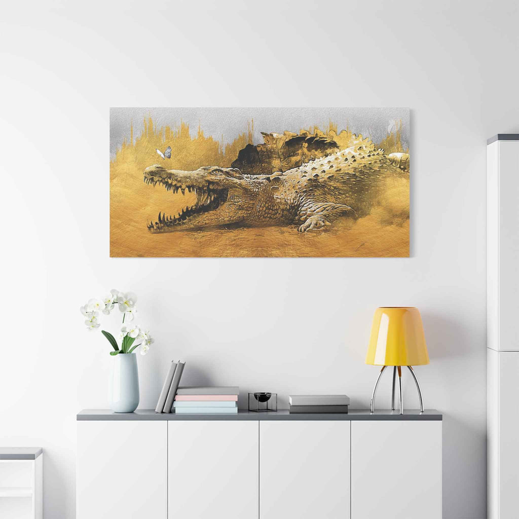 Golden Crocodile Canvas Wall Art