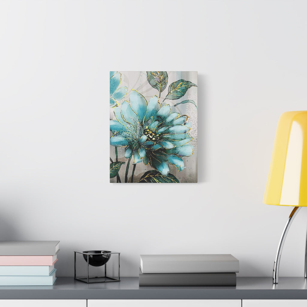 Teal Floral Canvas Print — Matte Stretched Wall Art