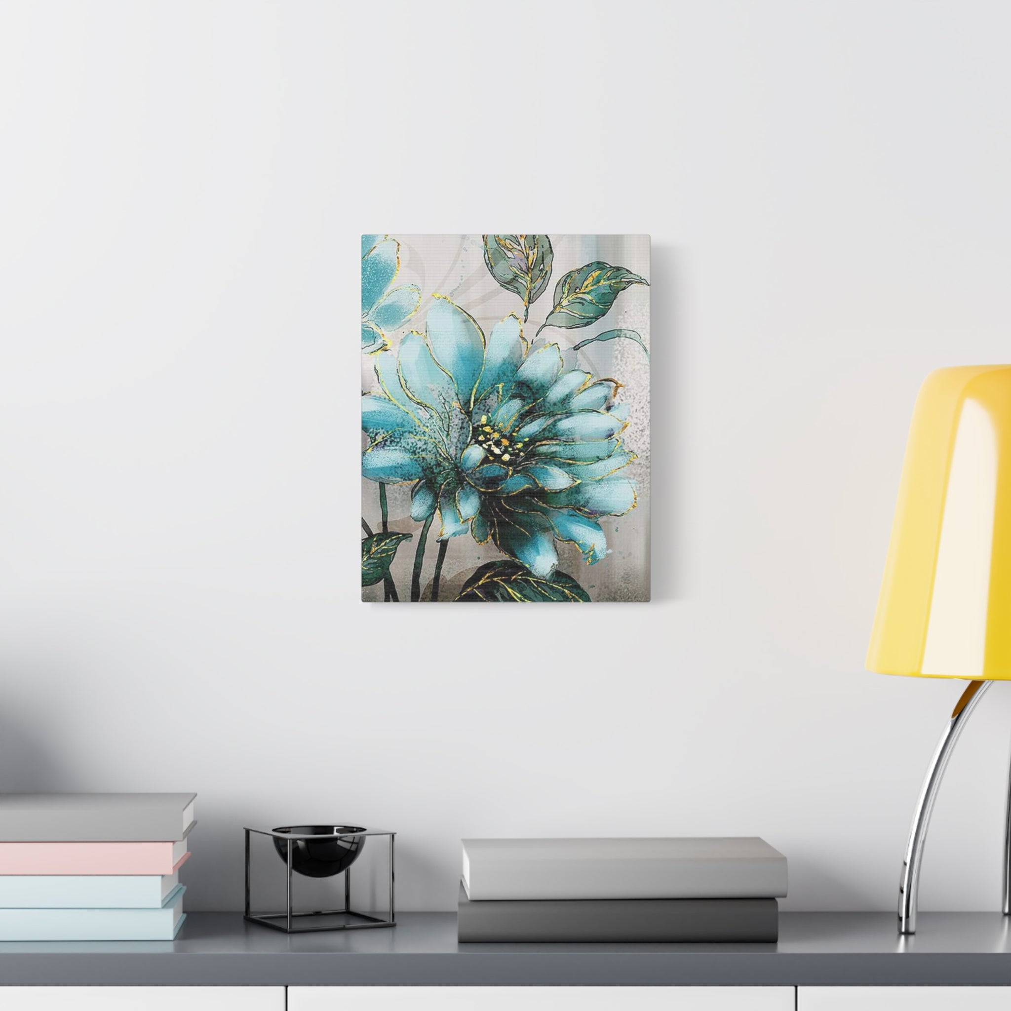 Teal Floral Canvas Print — Matte Stretched Wall Art