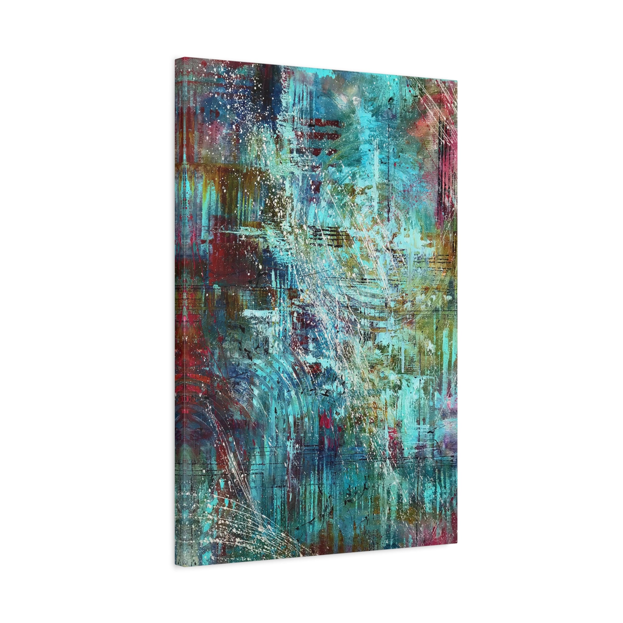 Abstract Teal & Gold Matte Canvas Art - Stretched Wall Decor