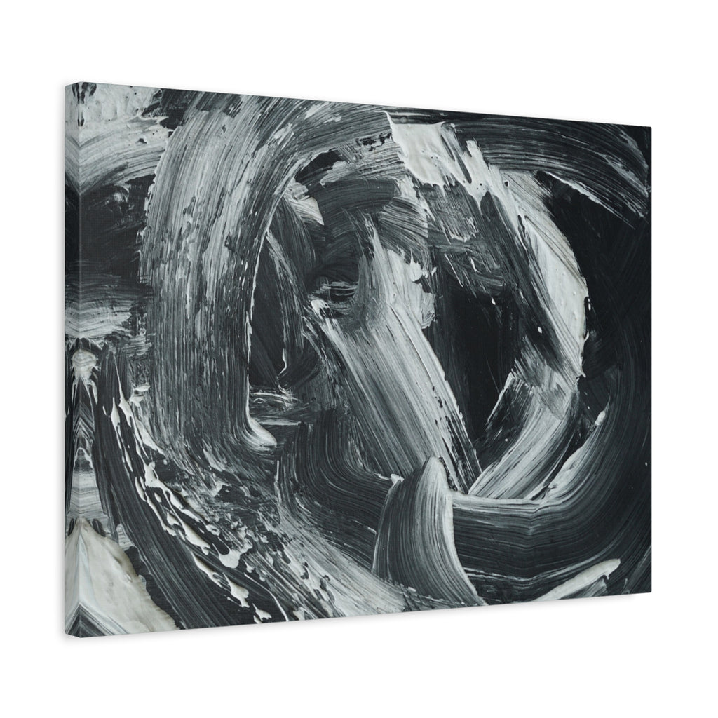 Abstract Black & White Swirl Matte Canvas Art — Minimalist Monochrome Wall Decor 