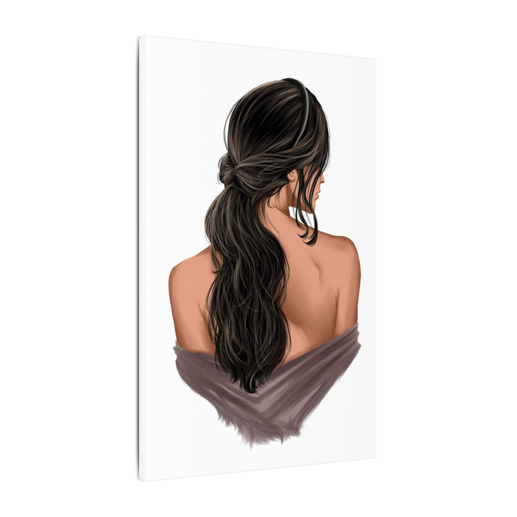 Portrait Canvas Print — Woman Back View with Loose Ponytail 