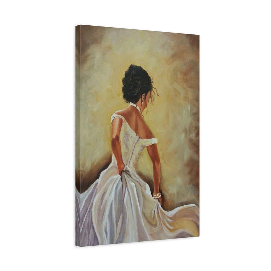 Elegant Bride Portrait Canvas Print — Romantic Wedding Wall Art