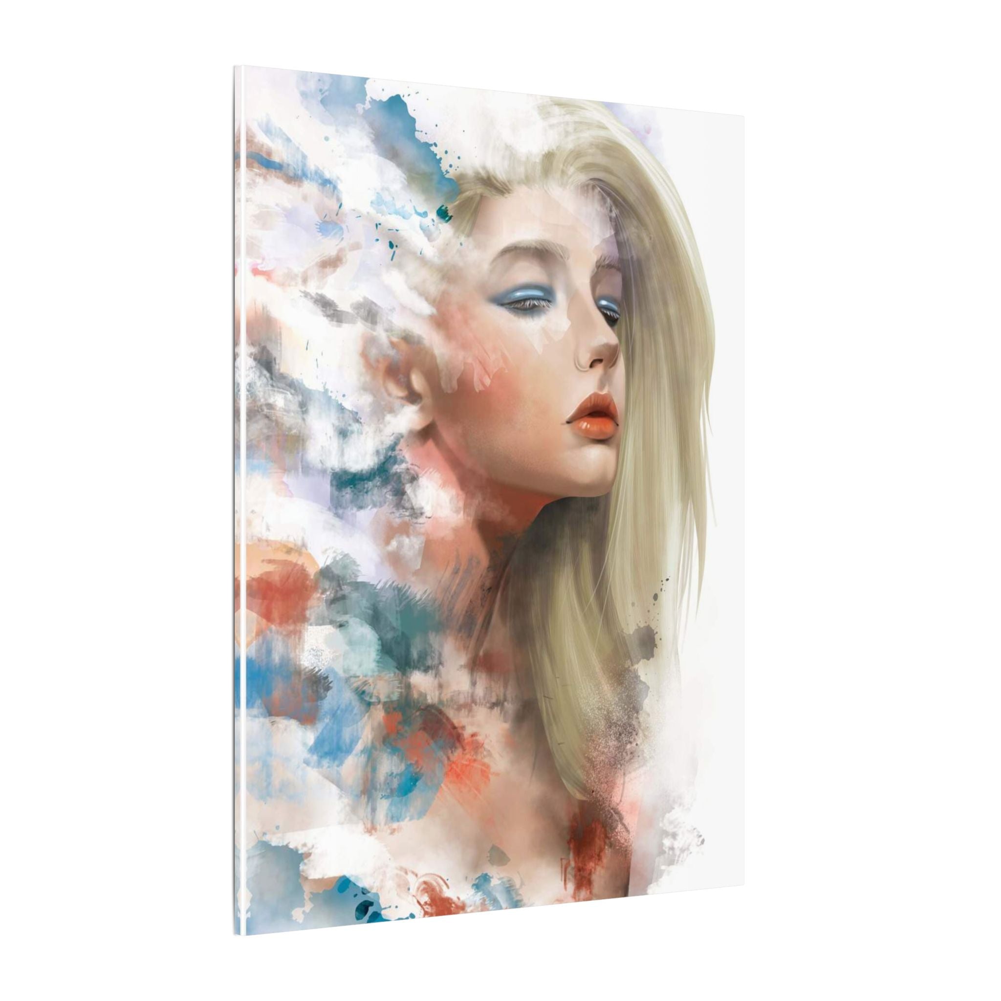 Watercolor Portrait Canvas — Dreamy Female Face Wall Art, Matte Stretched Print