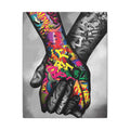 Graffiti Hands Canvas Print — Colorful Holding Hands Wall Art 