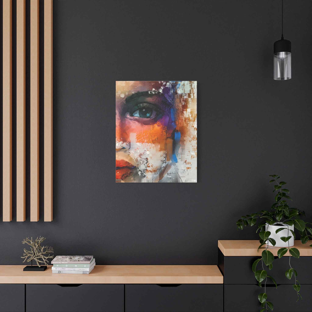 Abstract Face Canvas Wall Art – Colorful Modern Portrait Painting for Living Room Decor