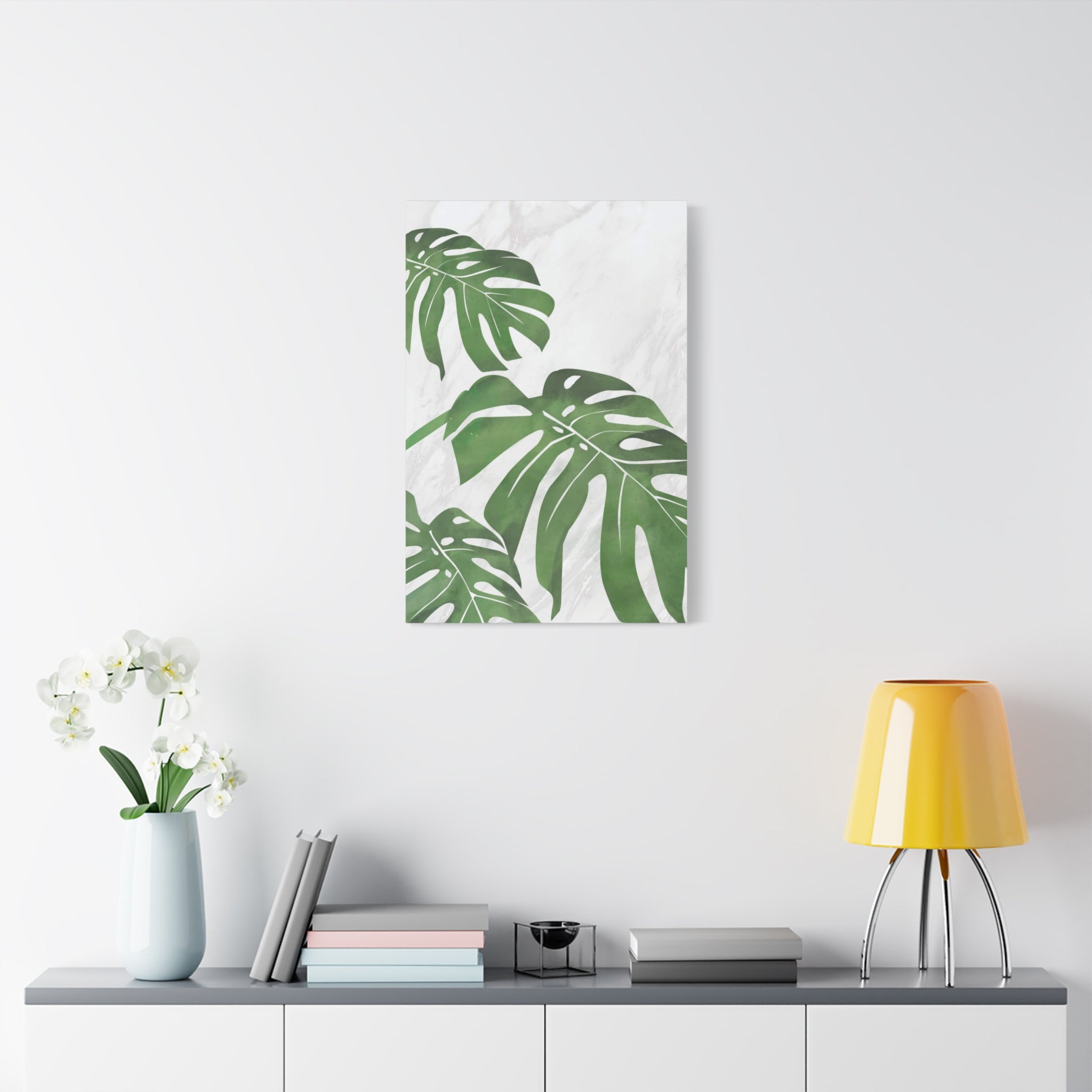 Monstera Marble Wall Art Canvas 