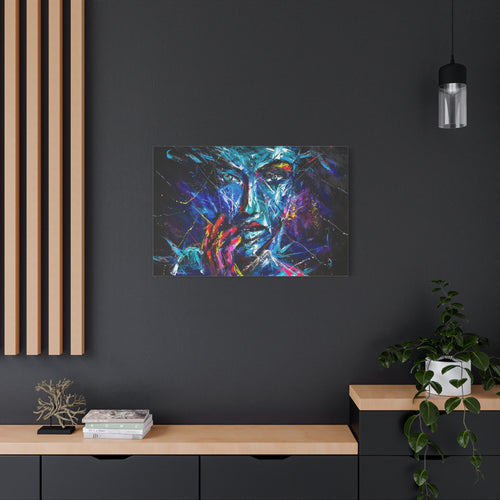 Abstract Neon Portrait Canvas - Colorful Expressionist Wall Art (Matte Stretched) - TheKaraHan