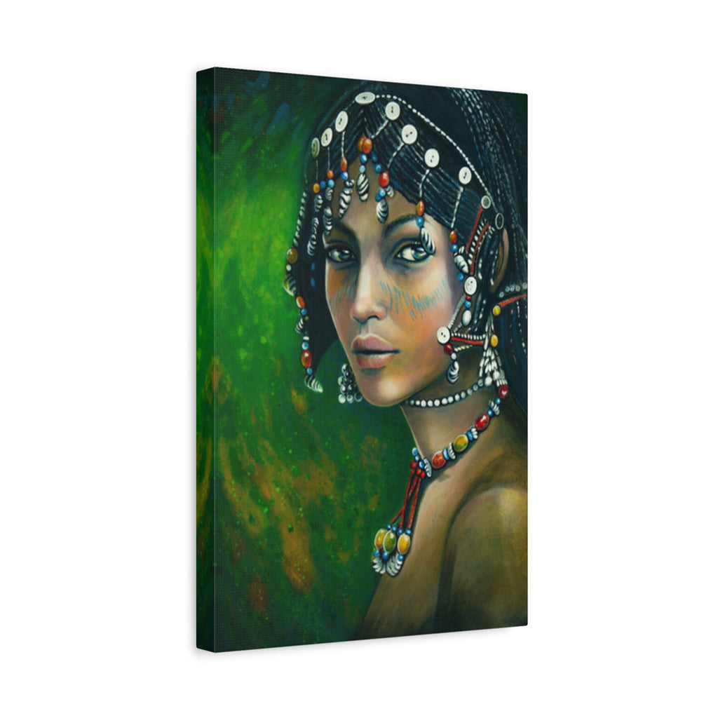Bohemian Tribal Woman Portrait Canvas Print — Matte Stretched Wall Art 