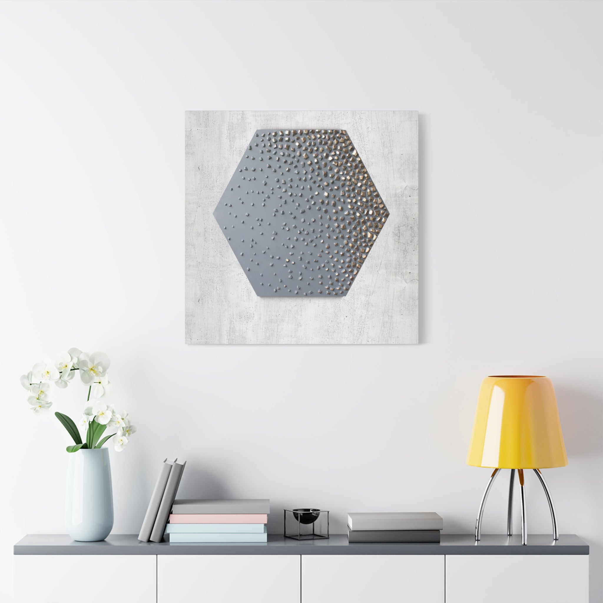 Hexagon Raindrop Texture Matte Canvas Wall Art 