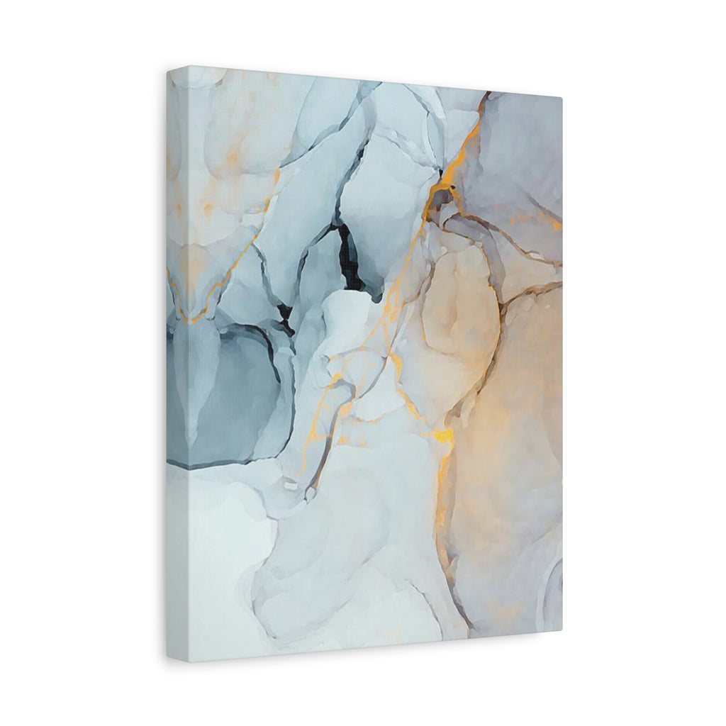 Abstract Marble Canvas Wall Art – Soft Gray & Gold Matte Stretched Canvas (1.25\")