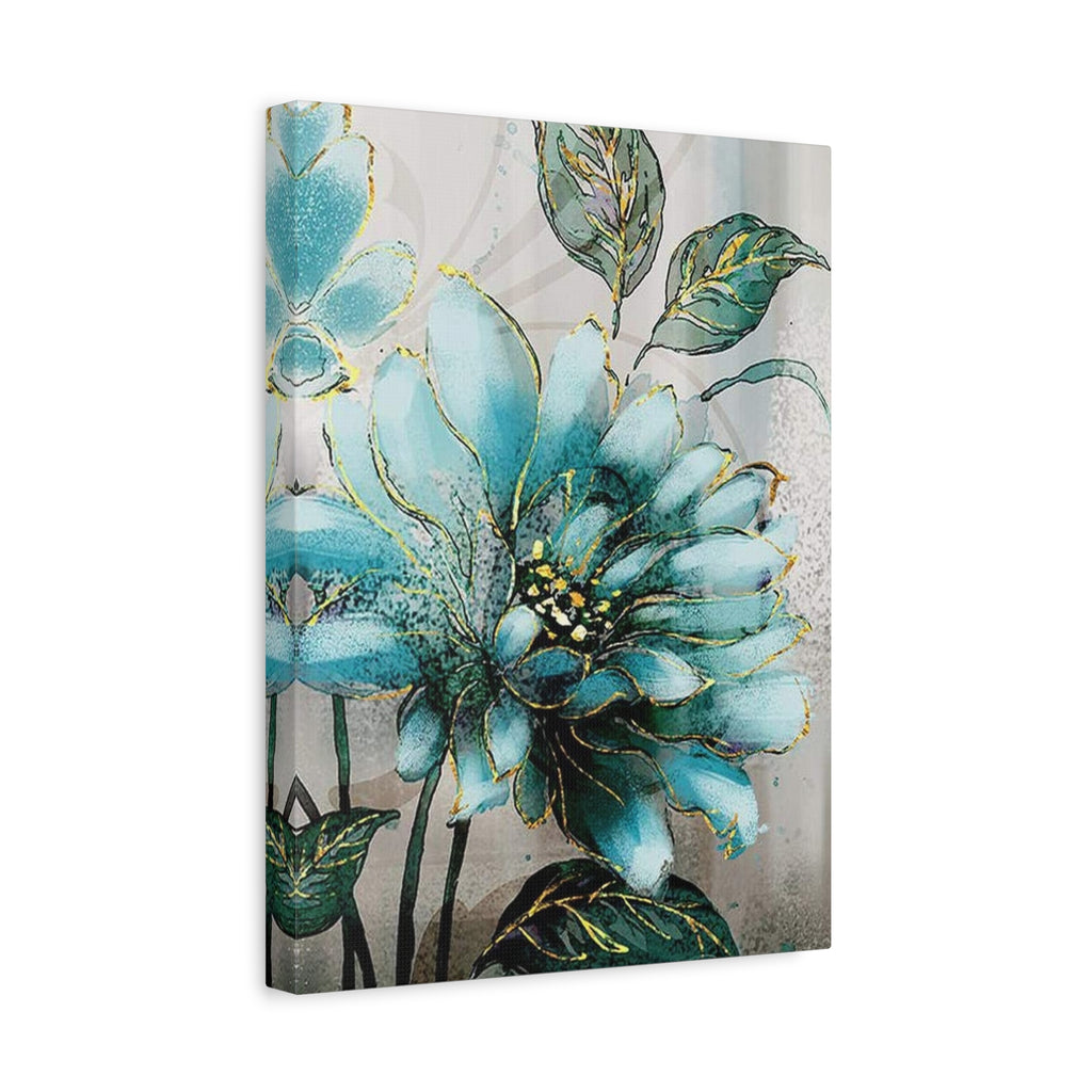 Teal Floral Canvas Print — Matte Stretched Wall Art