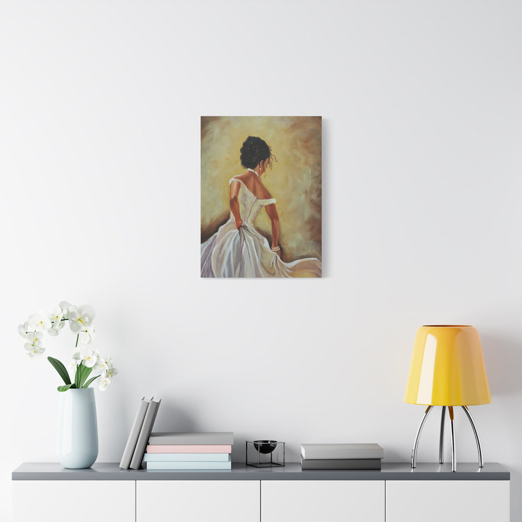 Elegant Bride Portrait Canvas Print — Romantic Wedding Wall Art